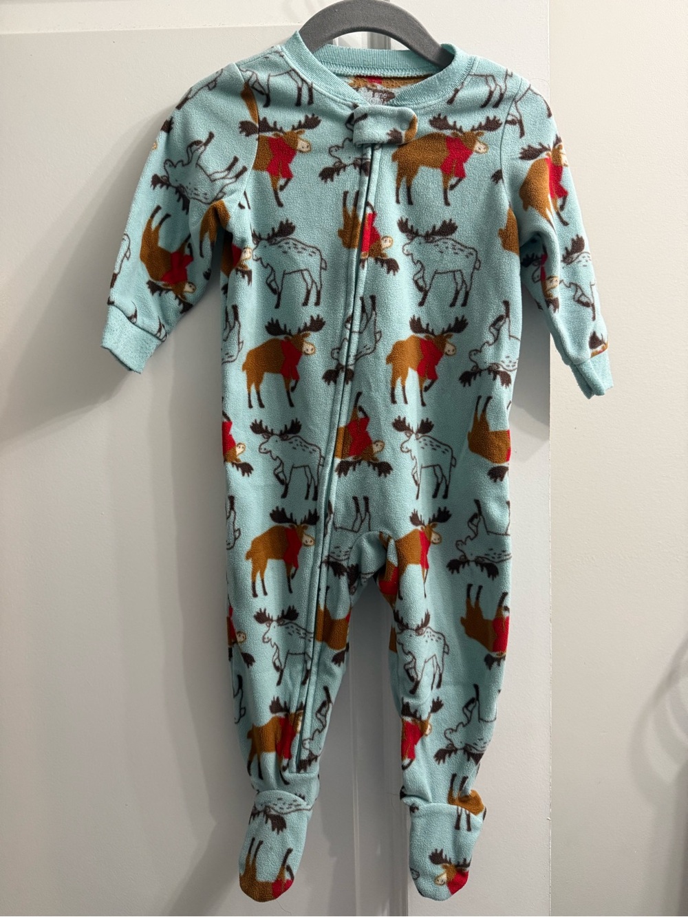Just One You by Carter’s Light Aqua Moose-Print Kids Footed Pajamas
